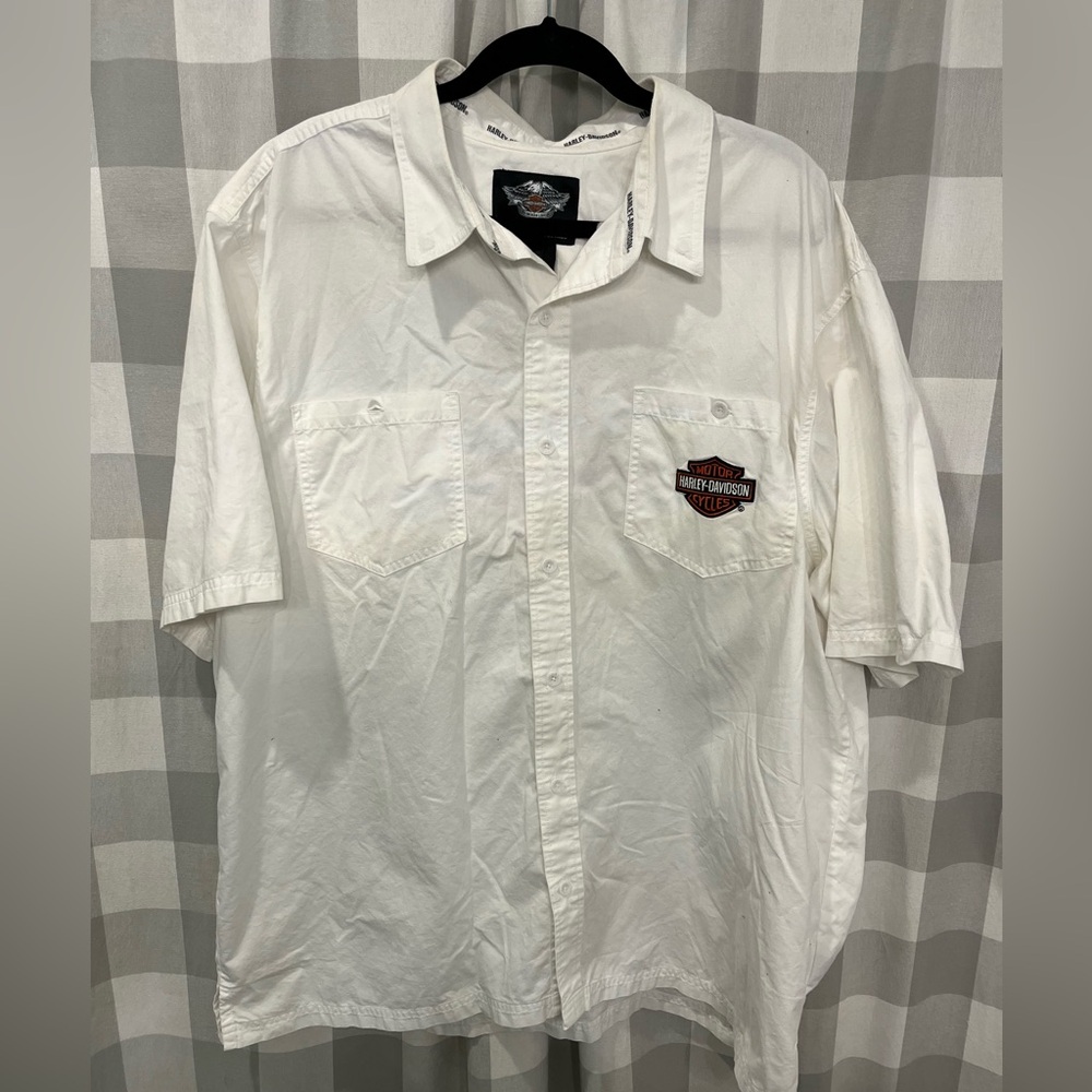 Harley-Davidson White Casual Button Down Shirt